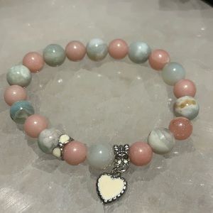 Green cherry agate and pink opal crystals